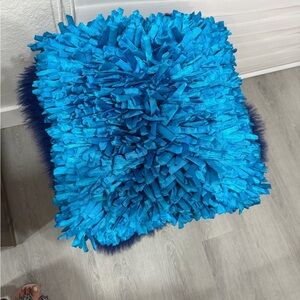 Vibrant Blue Shaggy Pillow